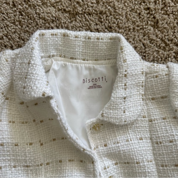 Size 24 months biscotti, Easter dress tweed tea length, lined, cream colored - Picture 2 of 4